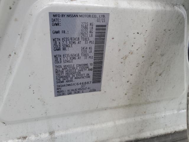 2015 Nissan Pathfinder S VIN: 5N1AR2MN1FC646887 Lot: 51039504