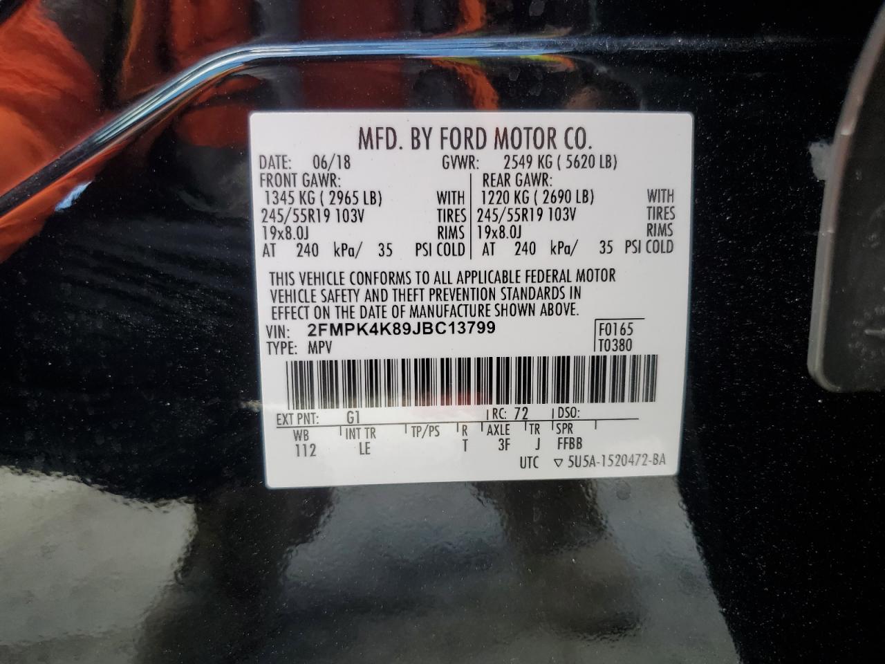 2FMPK4K89JBC13799 2018 Ford Edge Titanium