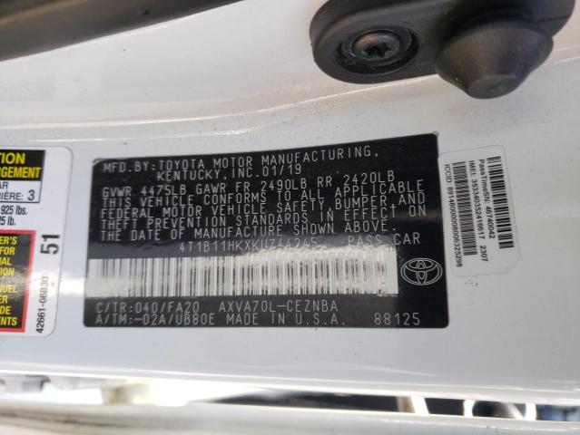 VIN 4T1B11HKXKU744245 2019 Toyota Camry, L no.13