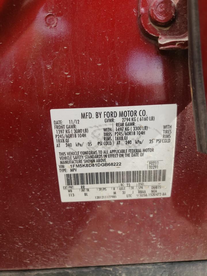 1FM5K8D81DGB68222 2013 Ford Explorer Xlt