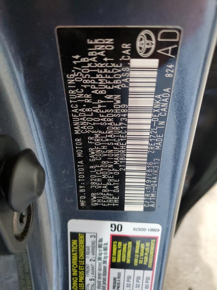 2T1BURHE1EC173489 2014 Toyota Corolla L