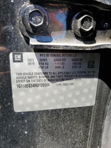 2017 Chevrolet Impala Lt VIN: 1G1105S34HU129994 Lot: 52646094