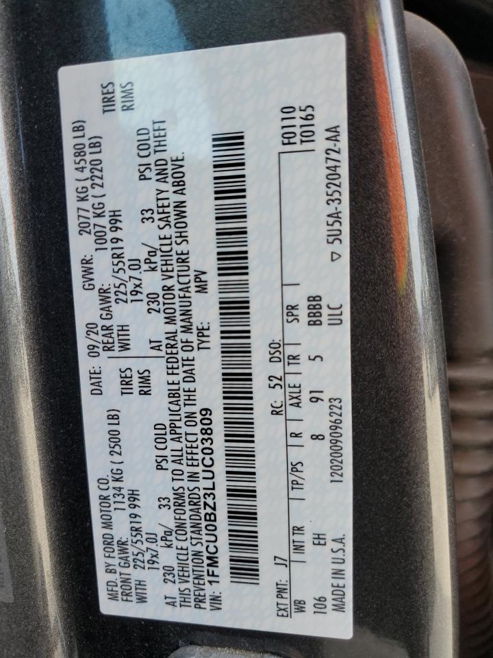 1FMCU0BZ3LUC03809 FORD ESCAPE 2020
