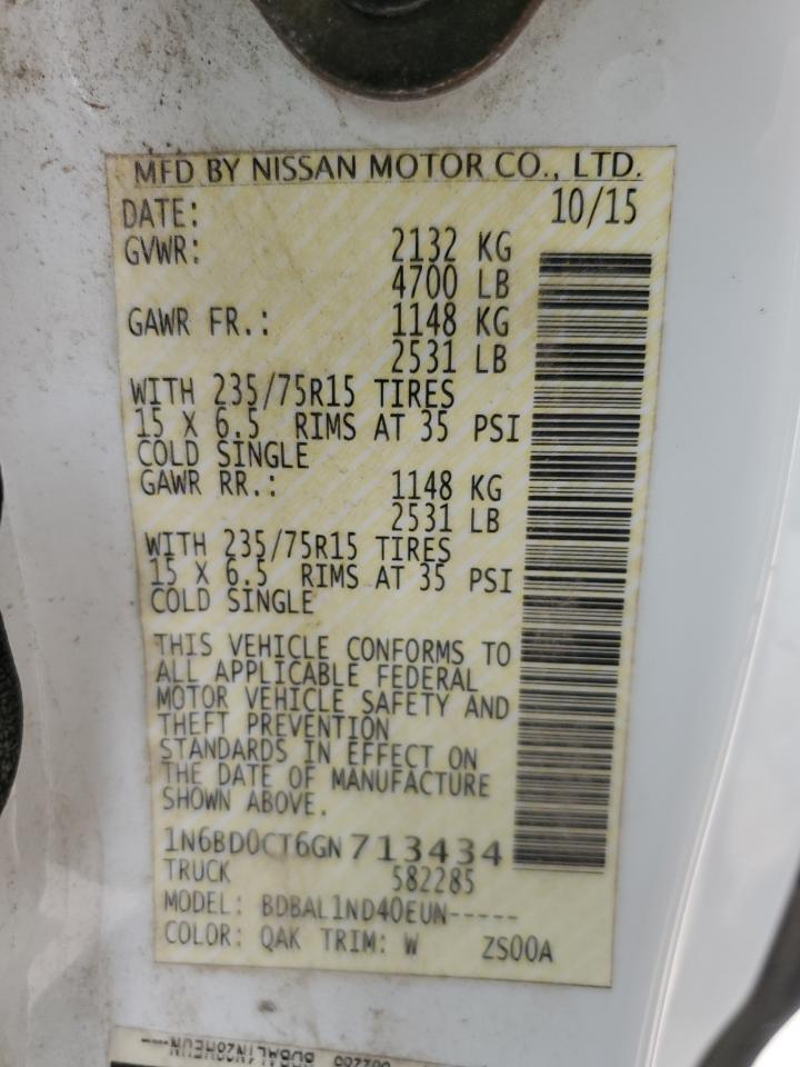1N6BD0CT6GN713434 NISSAN FRONTIER 2016