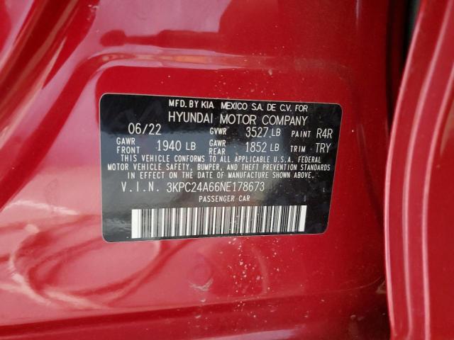 2022 Hyundai Accent Se VIN: 3KPC24A66NE178673 Lot: 52734444