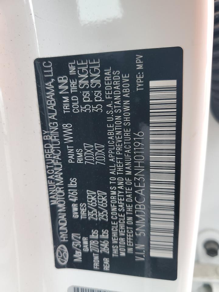 5NMJBCAE3NH011916 2022 Hyundai Tucson Sel