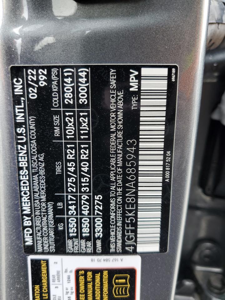 4JGFF5KE8NA685943 2022 Mercedes-Benz Gls 450 4Matic