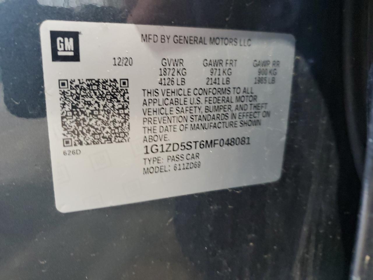 1G1ZD5ST6MF048081 CHEVROLET MALIBU 2021