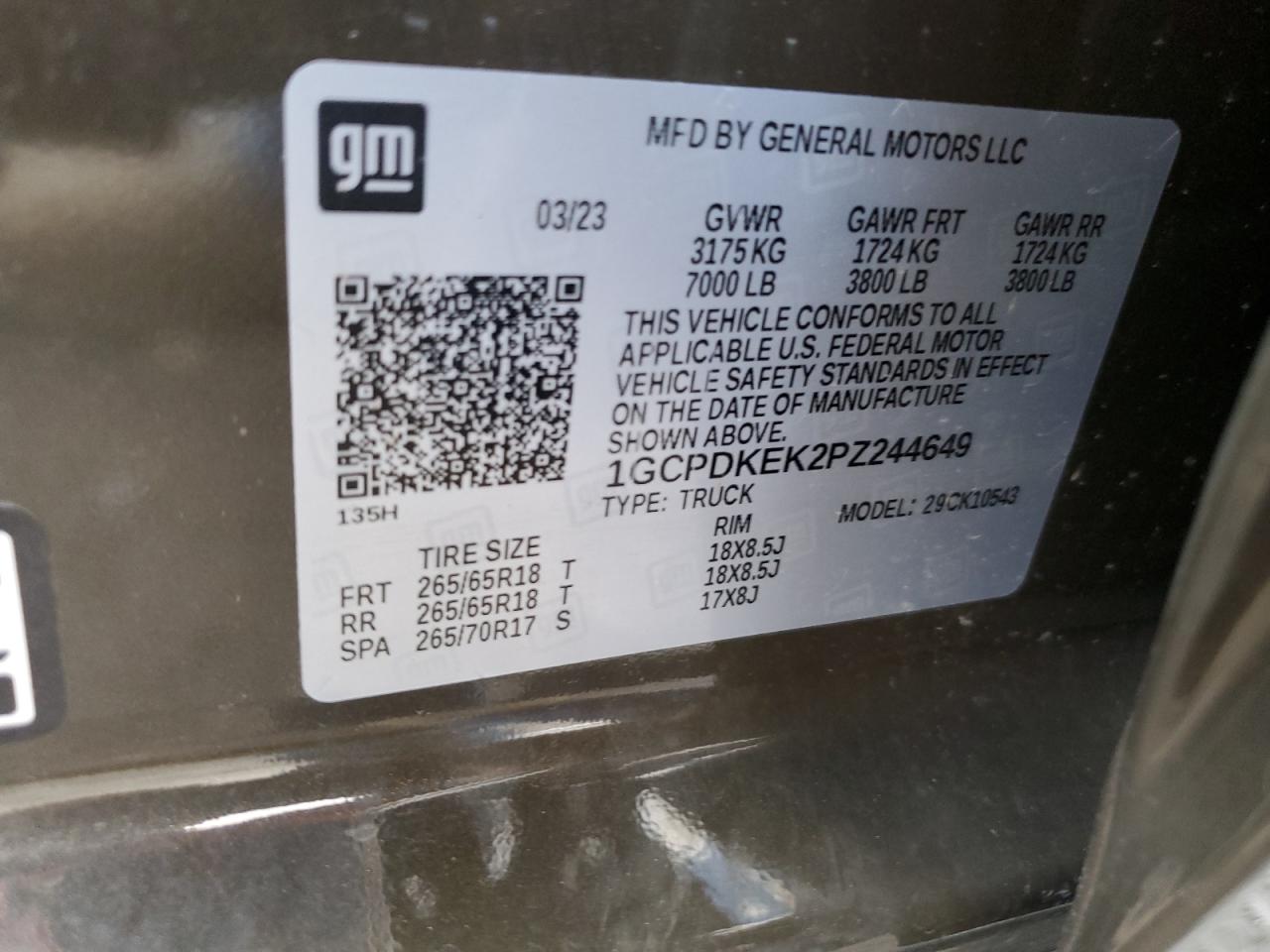 1GCPDKEK2PZ244649 CHEVROLET ALL Models 2023