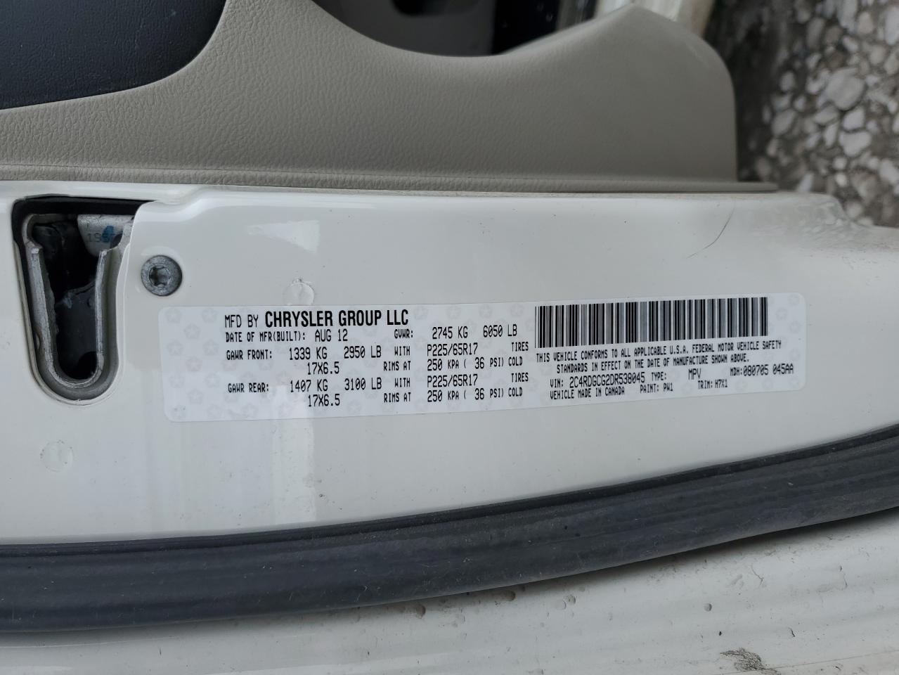 2C4RDGCG2DR538045 2013 Dodge Grand Caravan Sxt