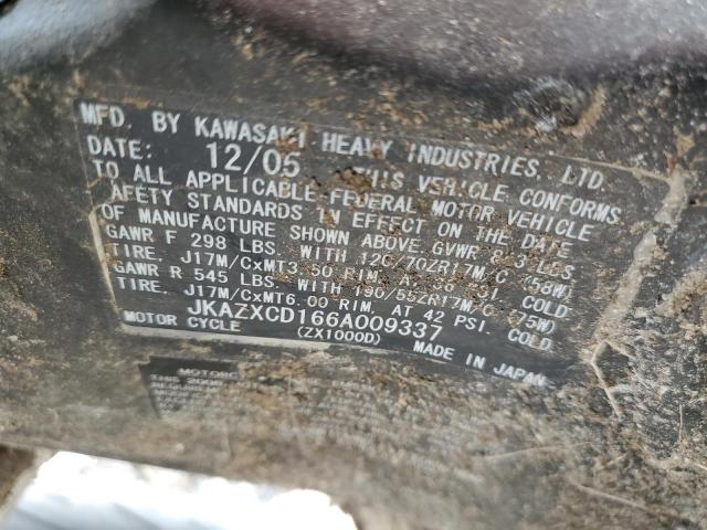 2006 KAWASAKI ZX1000 D6F - JKAZXCD166A009337