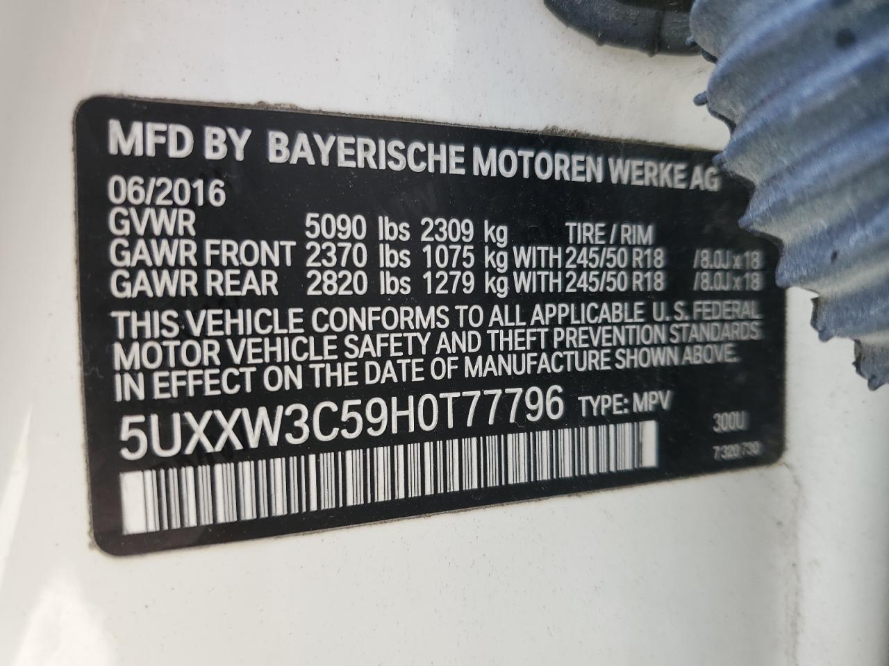 5UXXW3C59H0T77796 2017 BMW X4 xDrive28I