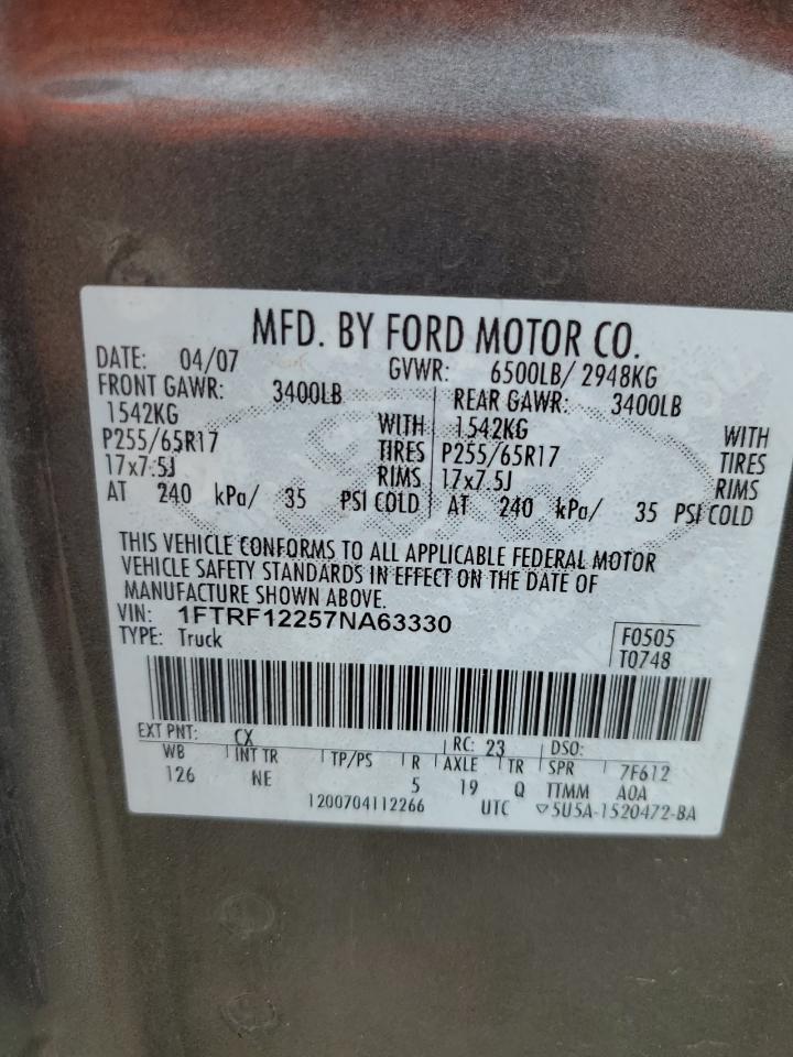 1FTRF12257NA63330 2007 Ford F150