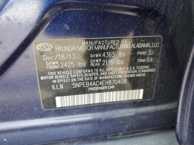 2014 Hyundai Sonata Gls VIN: 5NPEB4AC4EH870408 Lot: 51620414