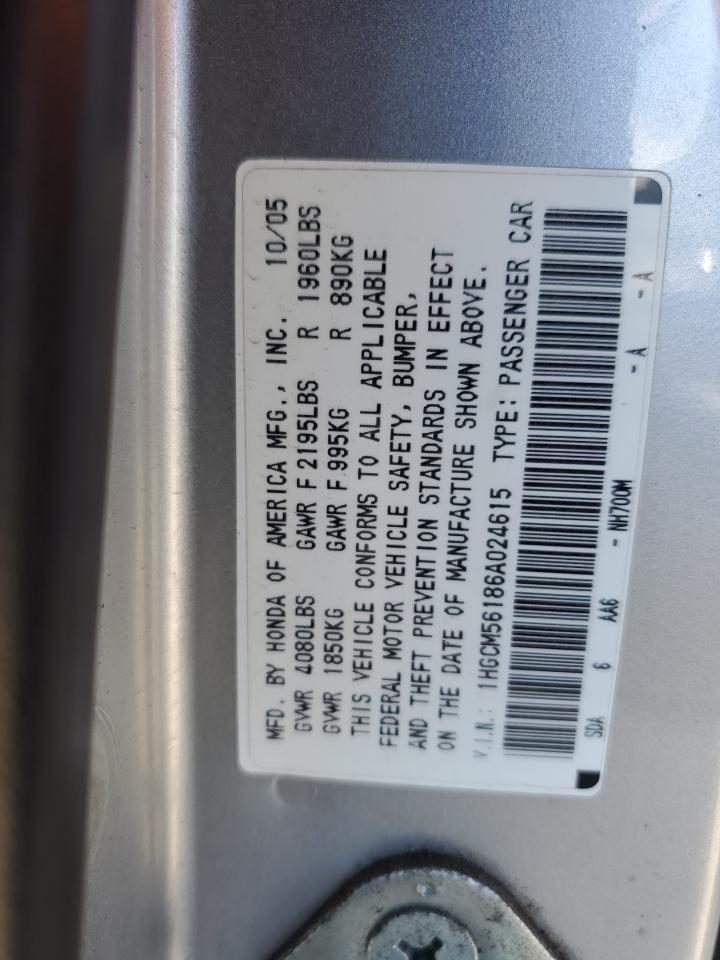 1HGCM56186A024615 2006 Honda Accord Value