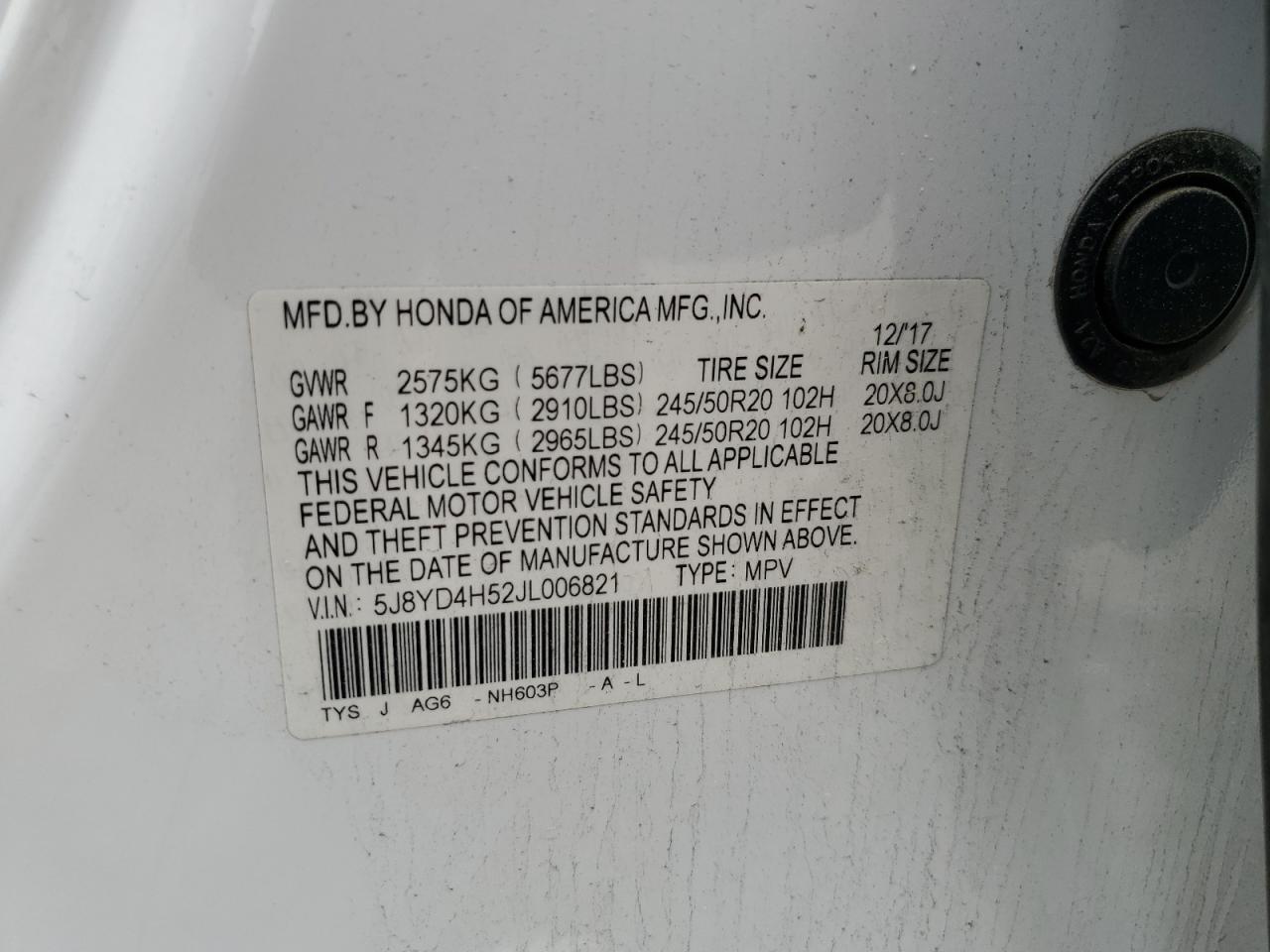 5J8YD4H52JL006821 2018 Acura Mdx Technology