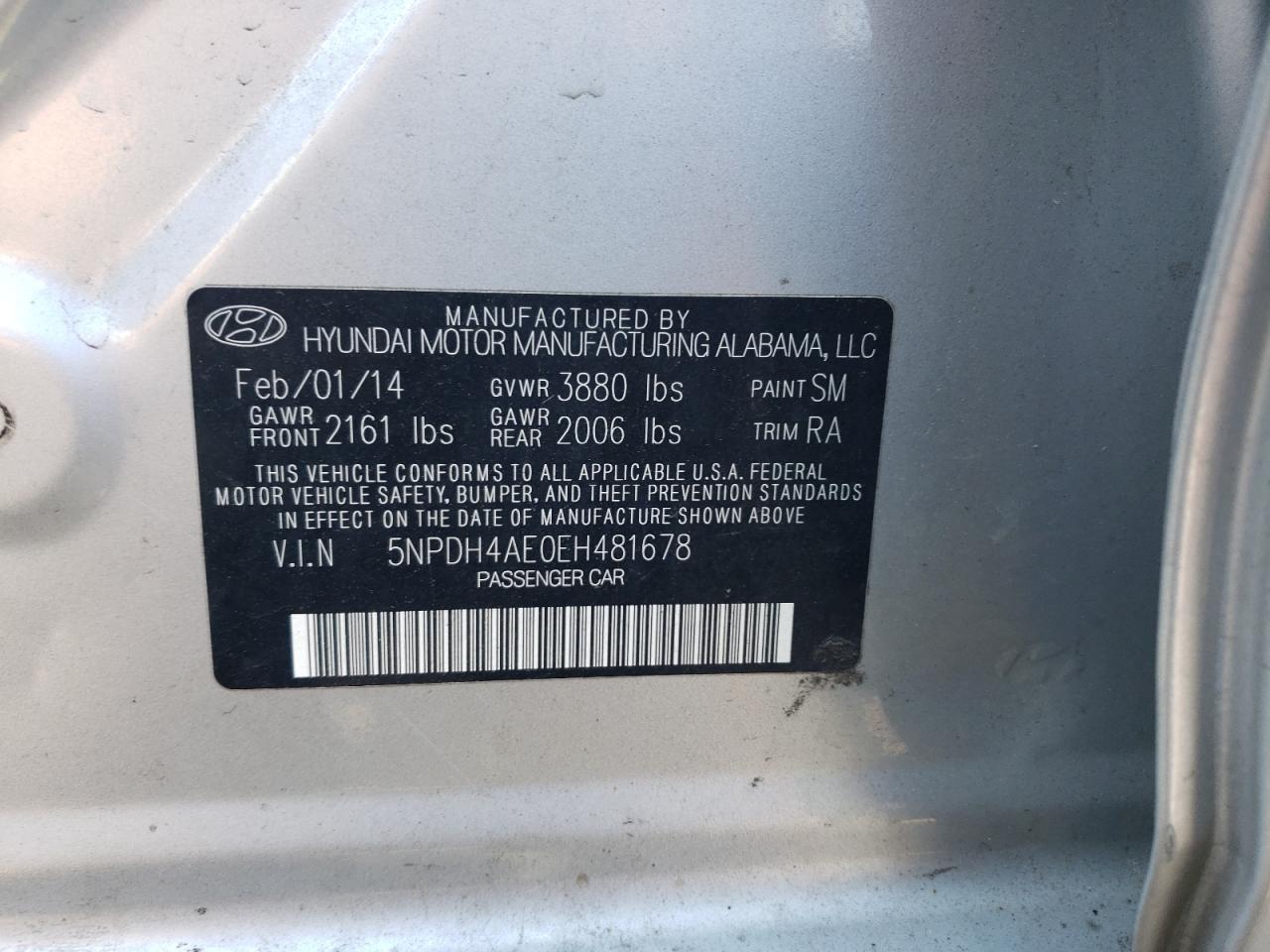 5NPDH4AE0EH481678 2014 Hyundai Elantra Se