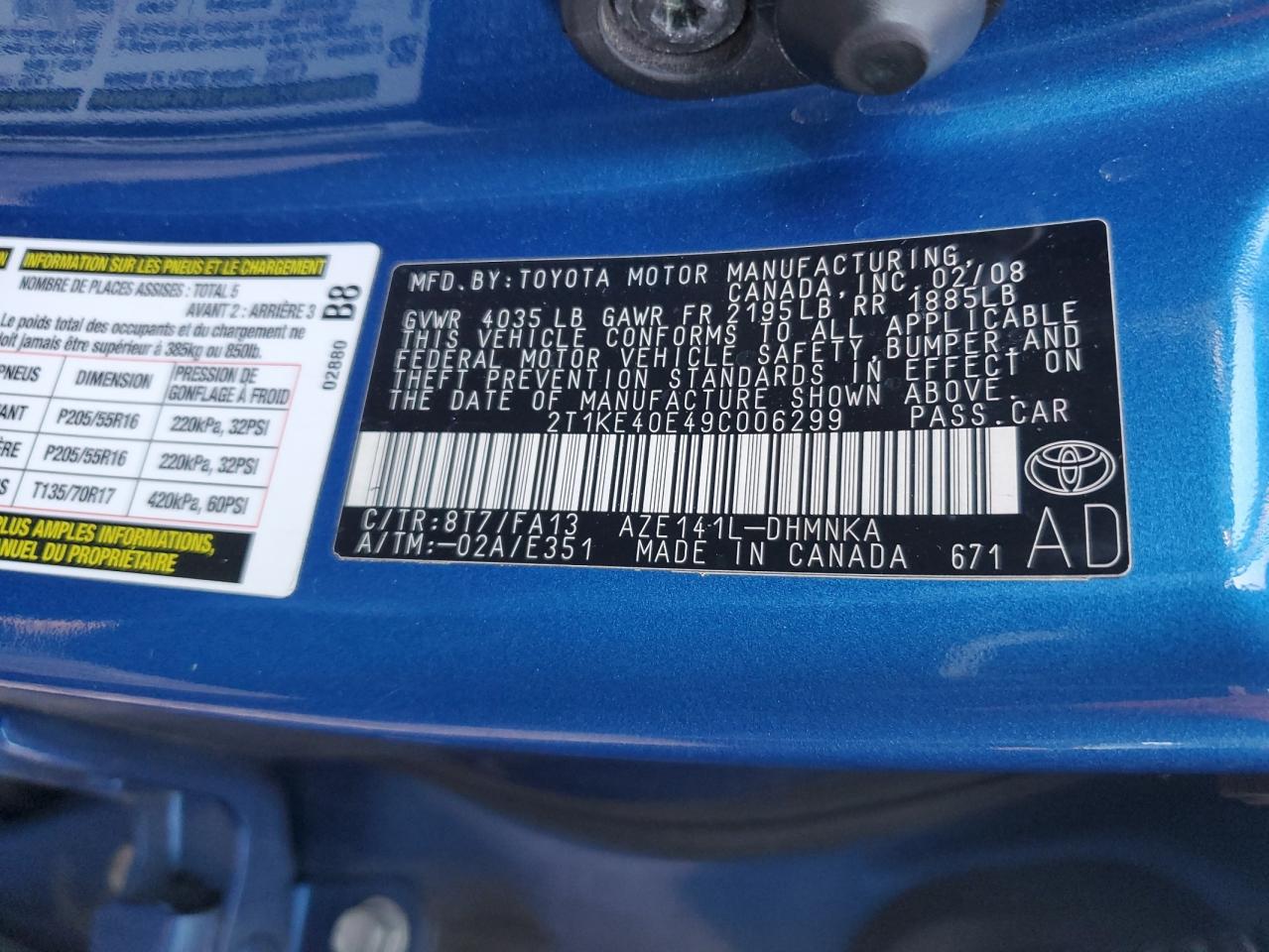 2T1KE40E49C006299 2009 Toyota Corolla Matrix S