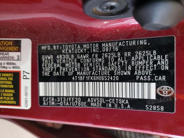 VIN 4T1BF1FK6HU652420 2017 Toyota Camry, LE no.12