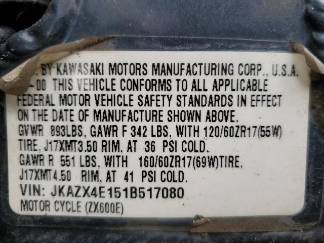 2001 KAWASAKI ZX600 E - JKAZX4E151B517080