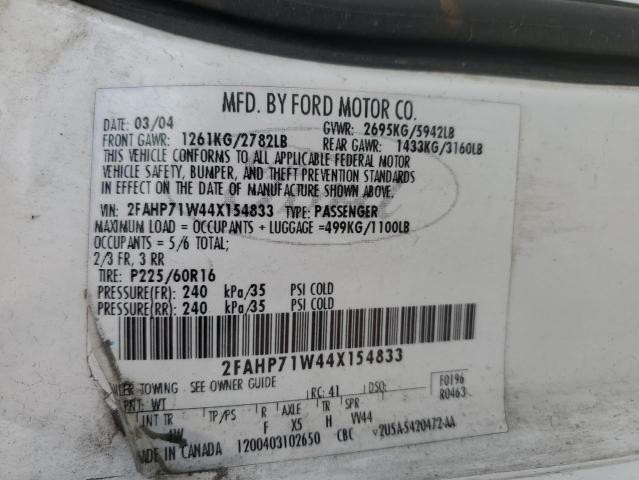 2004 Ford Crown Victoria Police Interceptor VIN: 2FAHP71W44X154833 Lot: 48843424