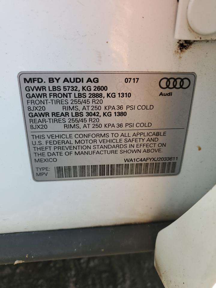 WA1C4AFYXJ2033611 2018 Audi Sq5 Prestige