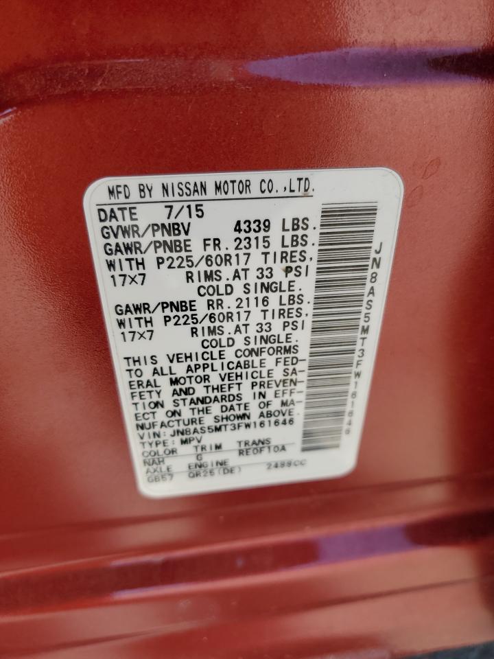 JN8AS5MT3FW161646 2015 Nissan Rogue Select S