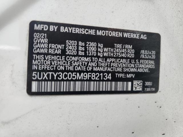 2021 BMW X3 Sdrive30I VIN: 5UXTY3C05M9F82134 Lot: 49360904