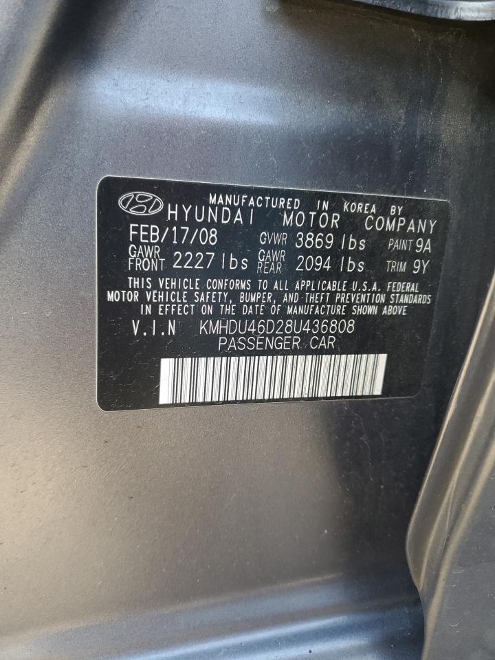 KMHDU46D28U436808 2008 Hyundai Elantra Gls