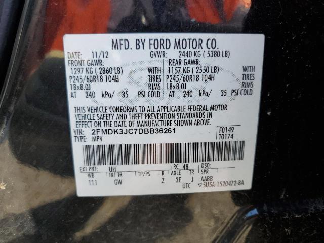 2013 Ford Edge Sel VIN: 2FMDK3JC7DBB36261 Lot: 49931414