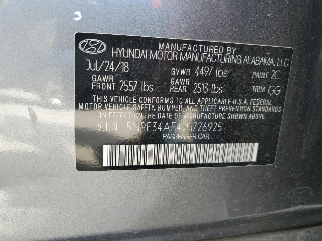 5NPE34AF4JH726925 2018 Hyundai Sonata Sport