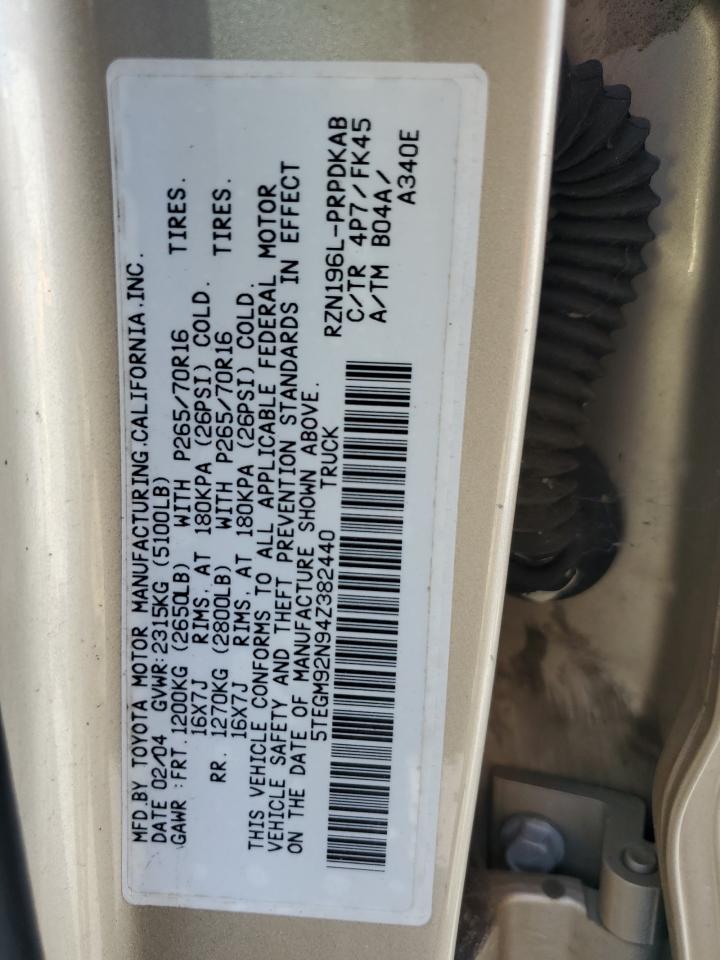 5TEGM92N94Z382440 2004 Toyota Tacoma Double Cab Prerunner
