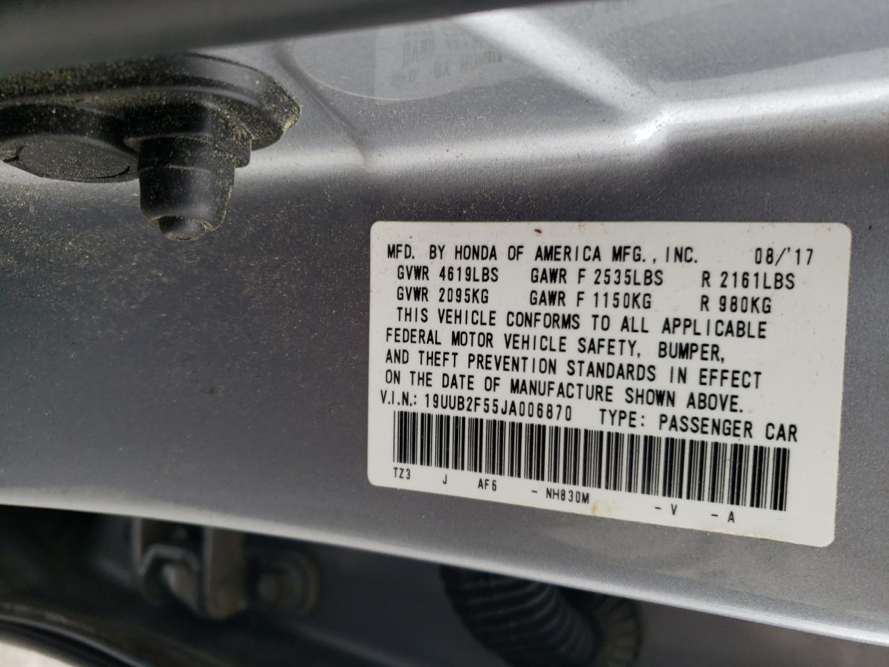19UUB2F55JA006870 2018 Acura Tlx Tech