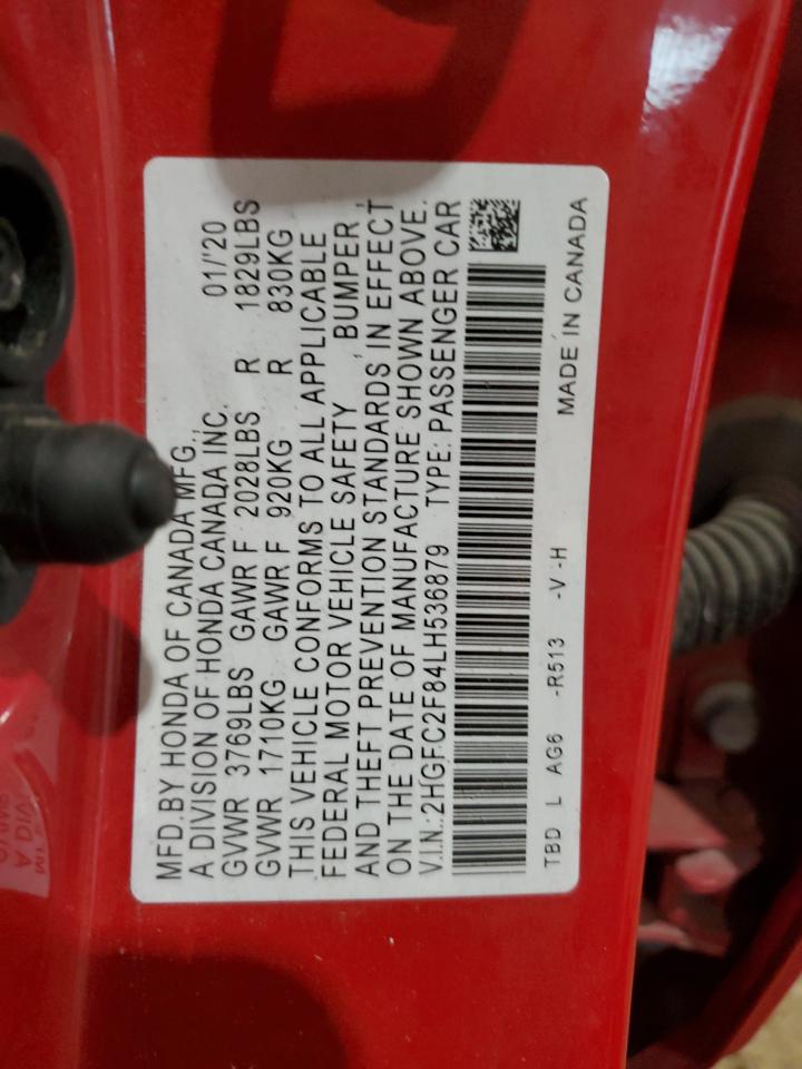 2HGFC2F84LH536879 HONDA CIVIC 2020