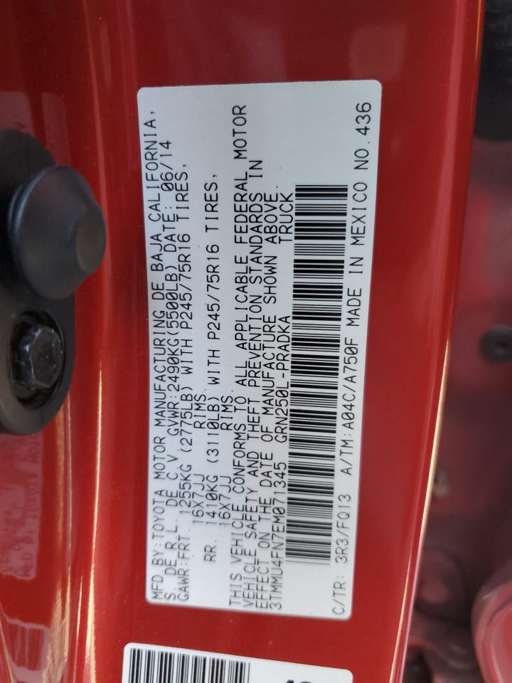 3TMMU4FN7EM071345 2014 Toyota Tacoma Double Cab Long Bed