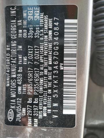 2013 Kia Sorento Lx VIN: 5XYKT3A67DG340847 Lot: 51945094