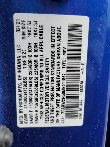 2021 Honda Cr-V Ex VIN: 7FARW2H50ME011867 Lot: 51722274