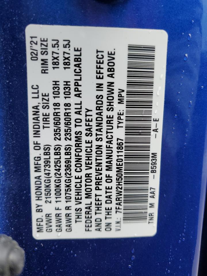 7FARW2H50ME011867 2021 Honda Cr-V Ex