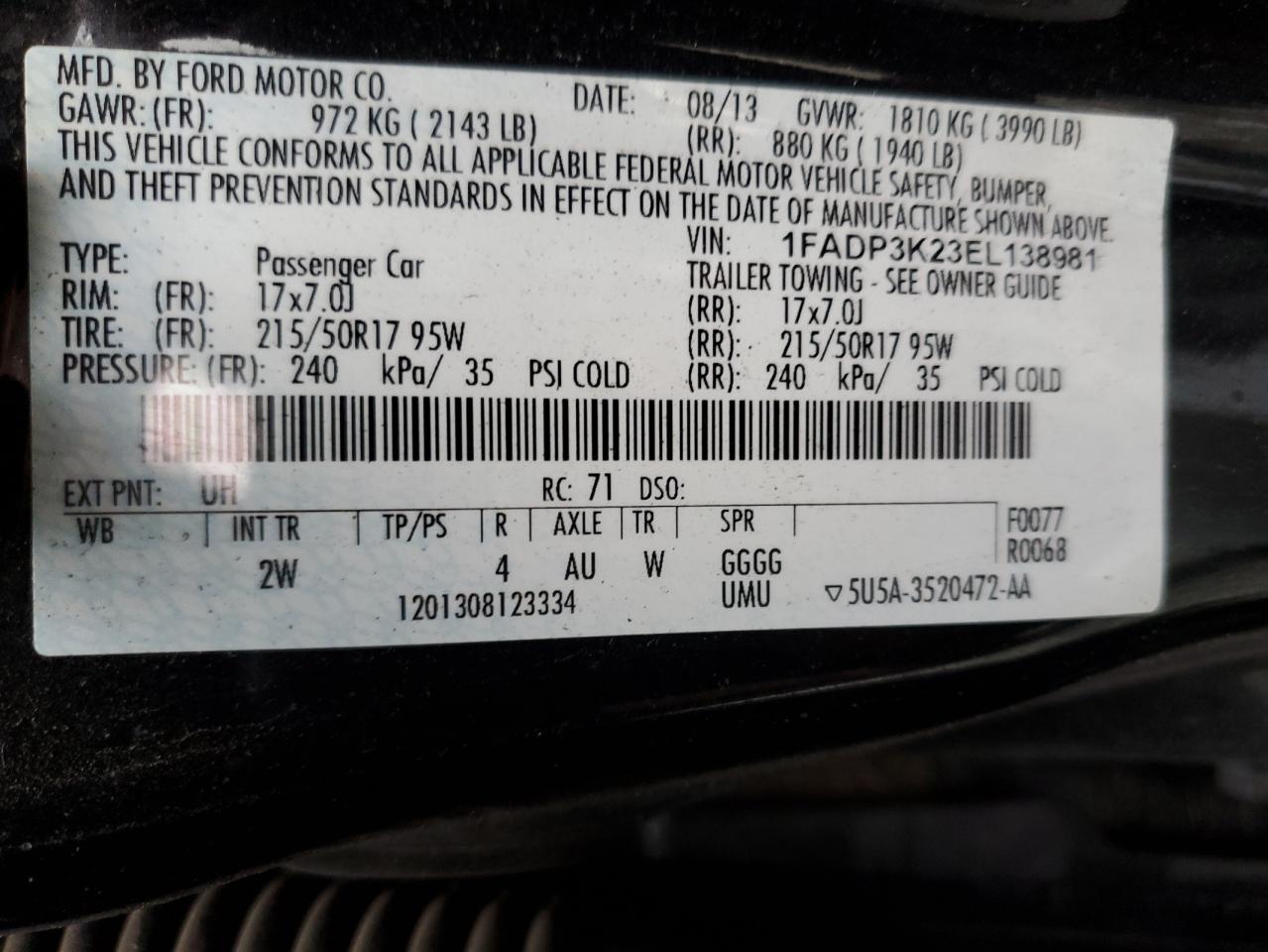 Lot #2503850889 2014 FORD FOCUS SE