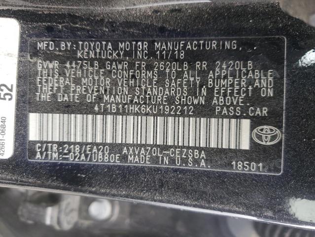 2019 TOYOTA CAMRY L - 4T1B11HK6KU192212