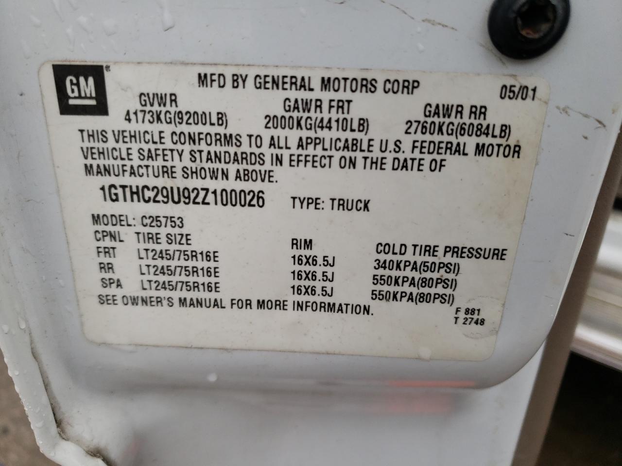 1GTHC29U92Z100026 2002 GMC Sierra C2500 Heavy Duty