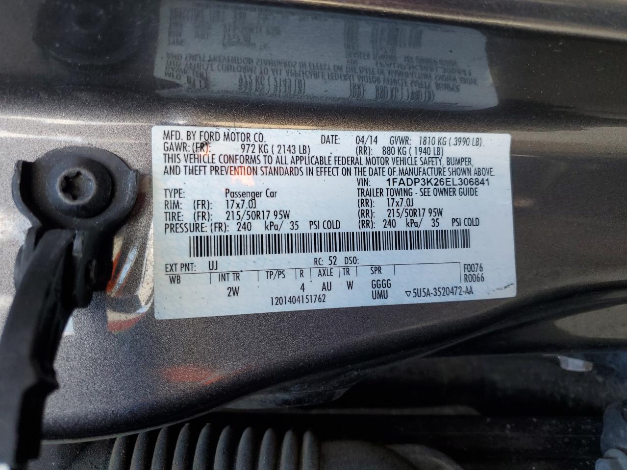 1FADP3K26EL306841 2014 Ford Focus Se