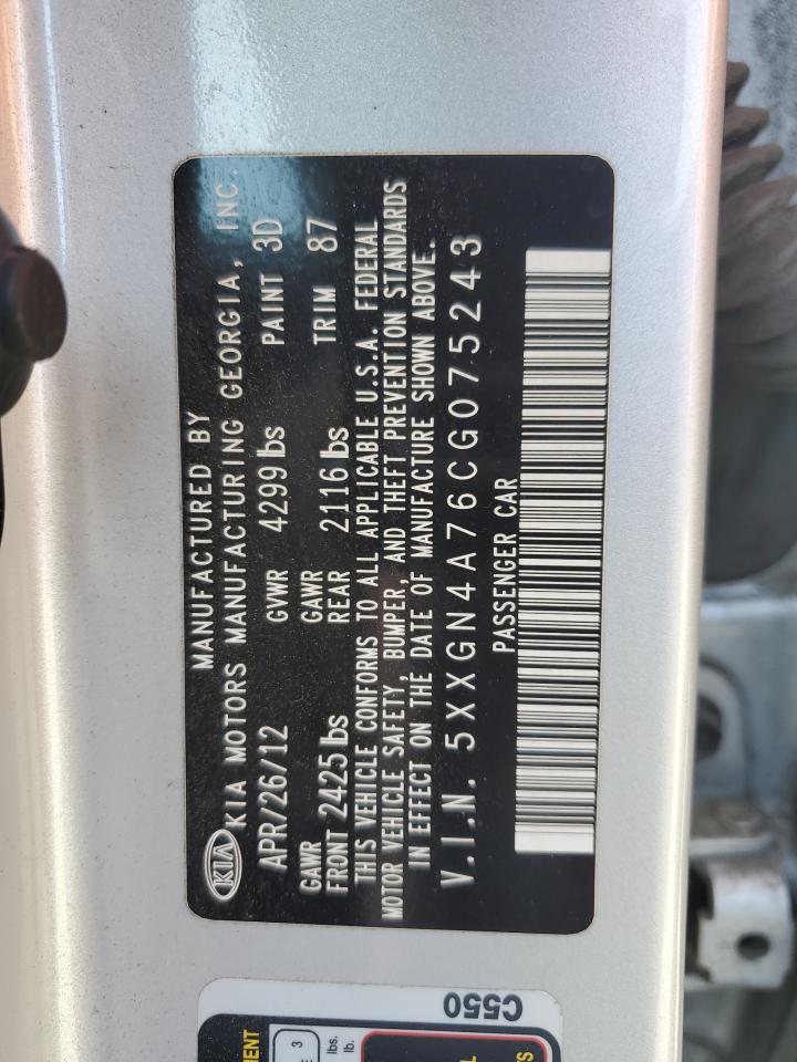 5XXGN4A76CG075243 2012 Kia Optima Ex