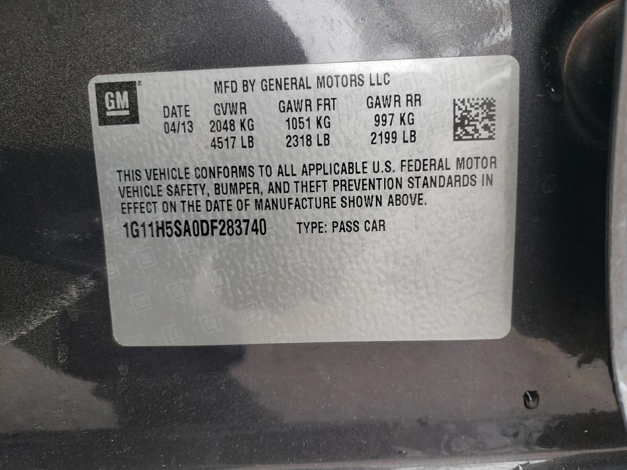 1G11H5SA0DF283740 2013 Chevrolet Malibu Ltz