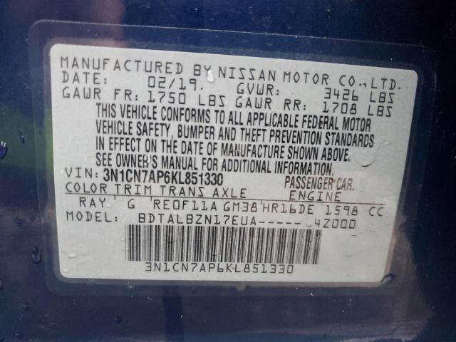 2019 NISSAN VERSA S - 3N1CN7AP6KL851330