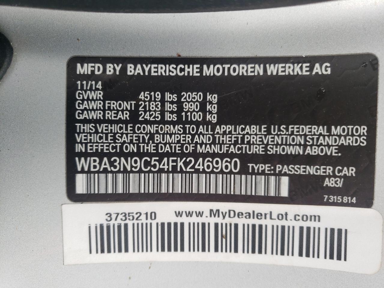 WBA3N9C54FK246960 2015 BMW 428 Xi