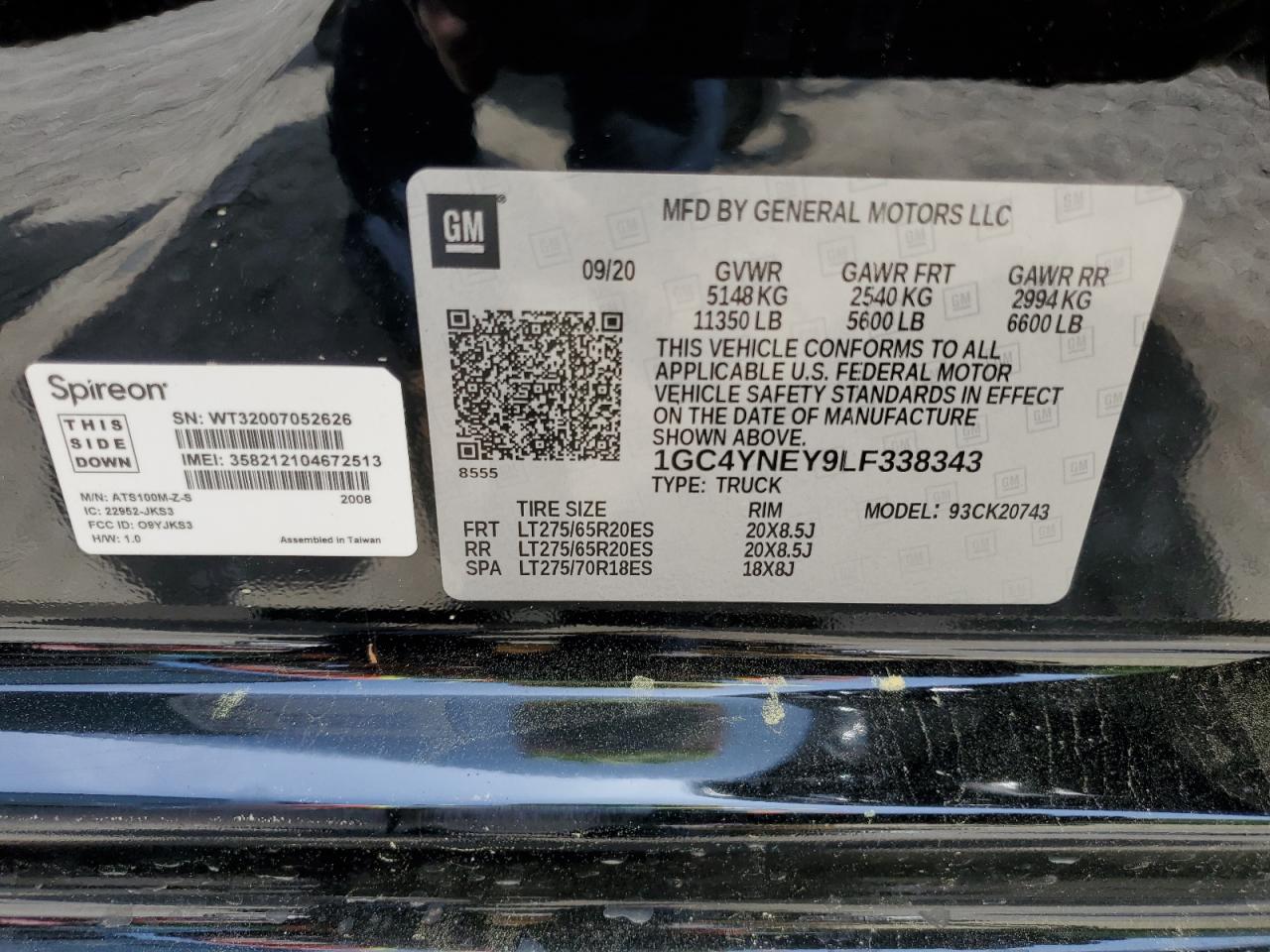 1GC4YNEY9LF338343 CHEVROLET ALL Models 2020