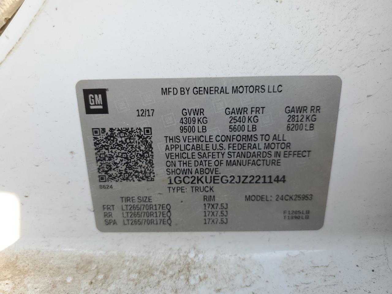 1GC2KUEG2JZ221144 2018 Chevrolet Silverado K2500 Heavy Duty