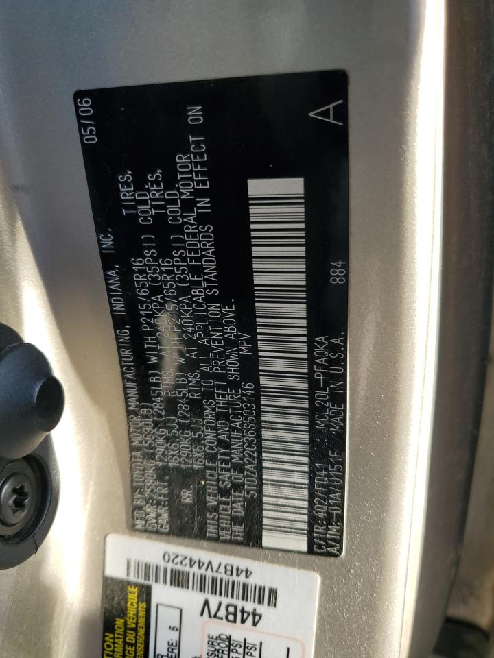 5TDZA22C36S503146 2006 Toyota Sienna Xle