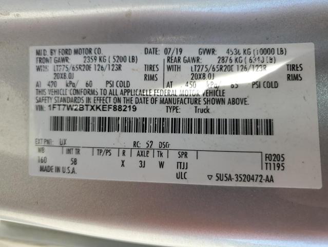2019 Ford F250 Super Duty VIN: 1FT7W2BTXKEF88219 Lot: 49248444
